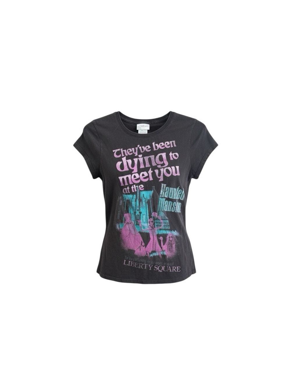 Disney Women's Haunted Mansion T-Shirt Dying to Meet You XL Black Pre-Owned